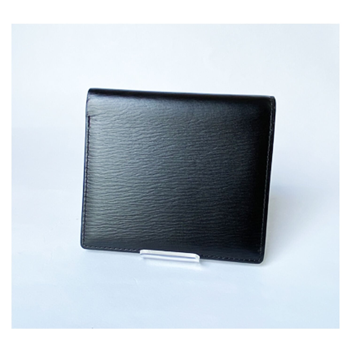 期間限定価格＞二つ折り財布 最高級キップボックス調レザー Black