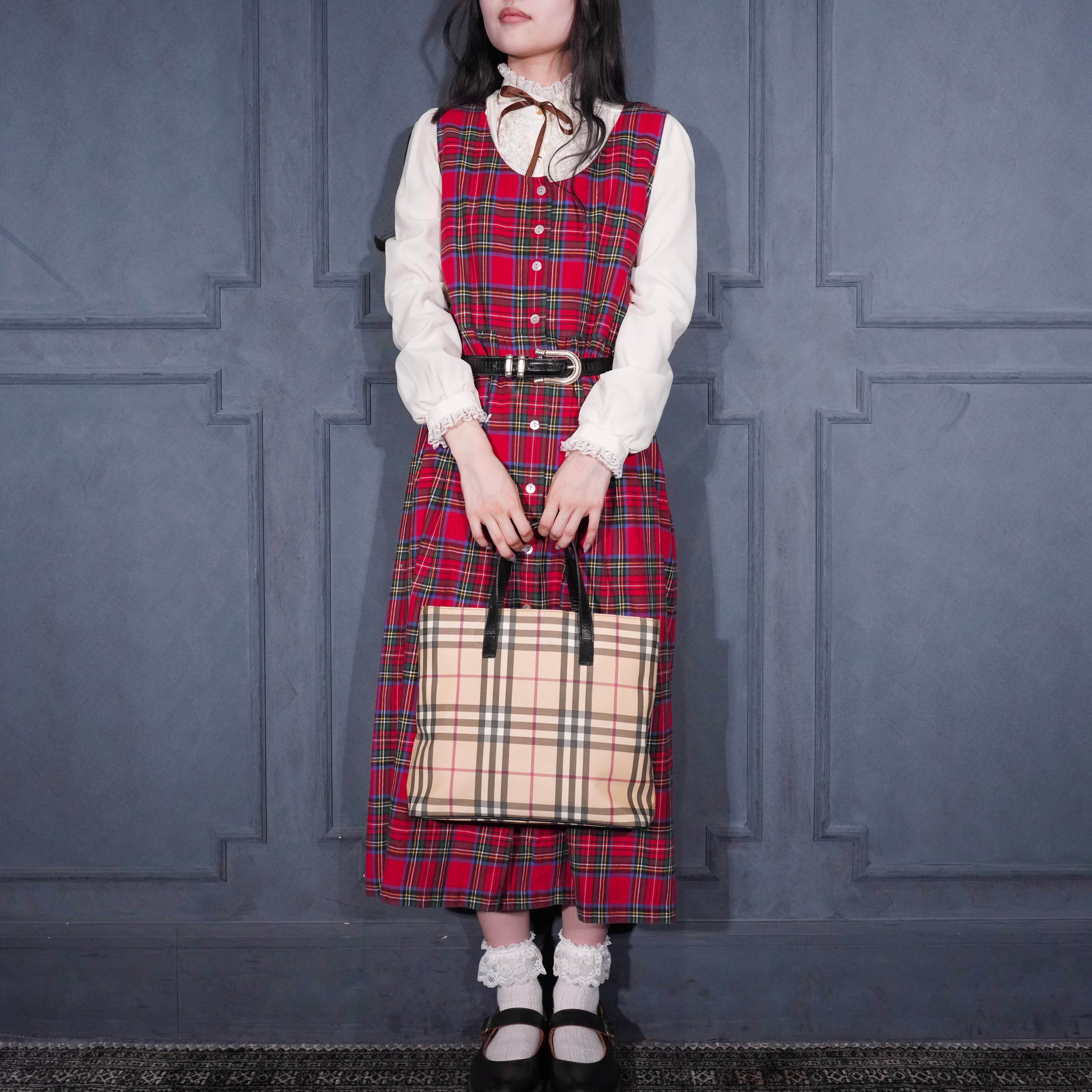 BURBERRY CHECK PATTERNED HAND BAG/バーバリーチェック柄ハンドバッグ