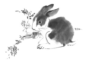 【干支シリーズ】ウサギと人参　オリジナルポストカード