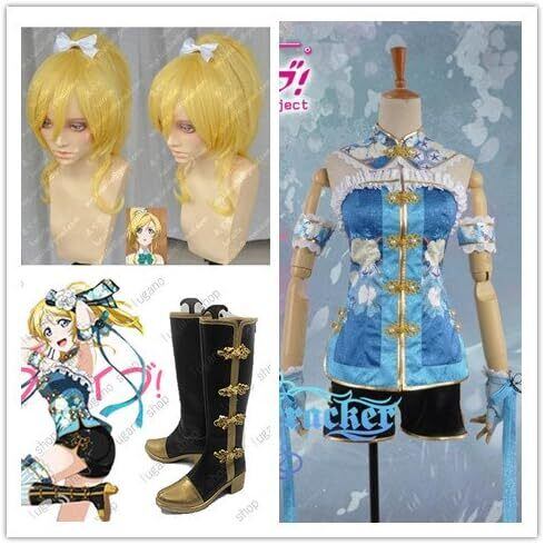 K4266c Love Live!(ラブライブ! 絢瀬 絵里(あやせ えり) 中國風 チャイナドレス 覚醒 コスプレ衣装+ウイッグ+靴 cosplay コスチューム ハロウィン イベント