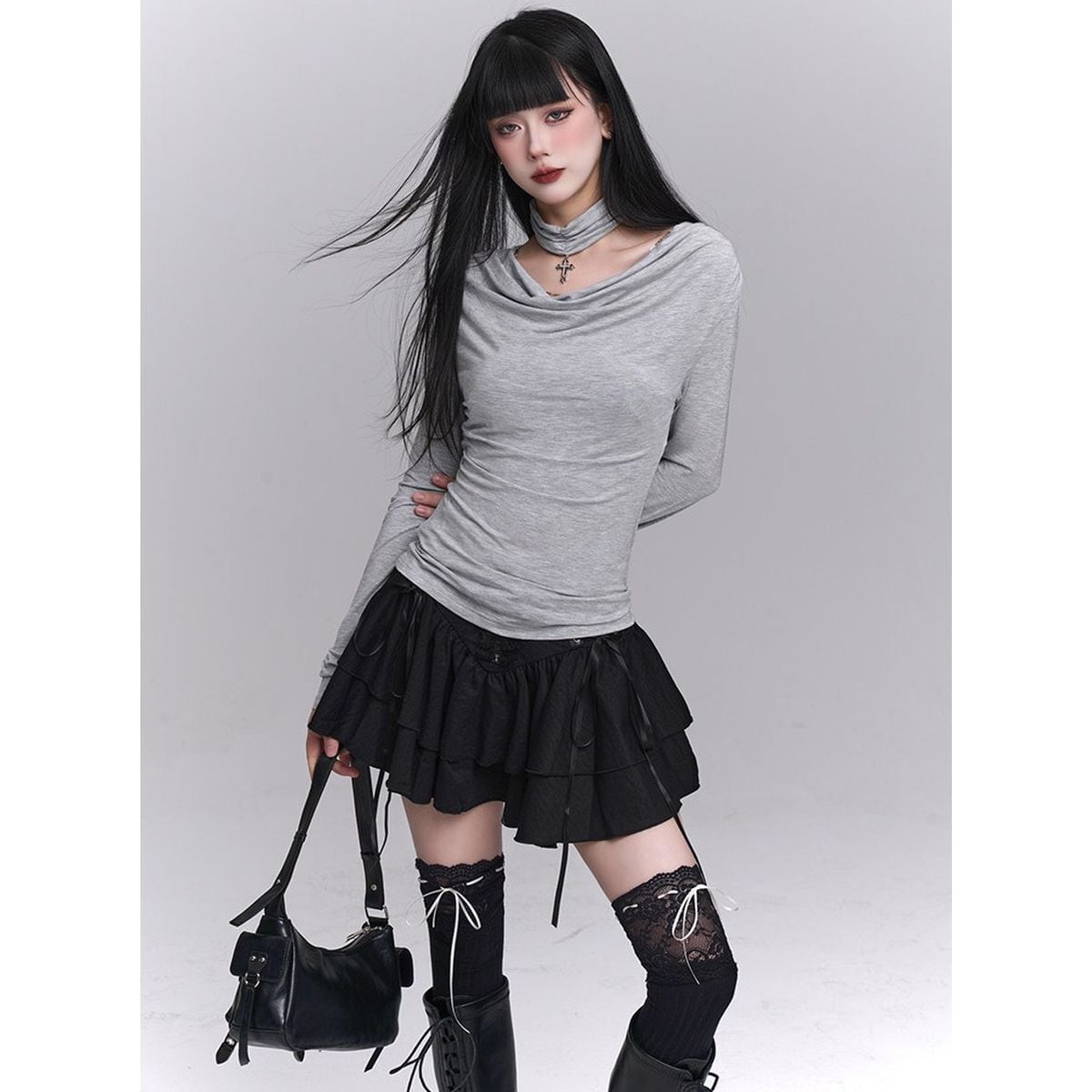 kiss the club POPUPレースアップ ミニスカート ブラック 断罪クロスレースアップミニスカート | Maiden's Rêve