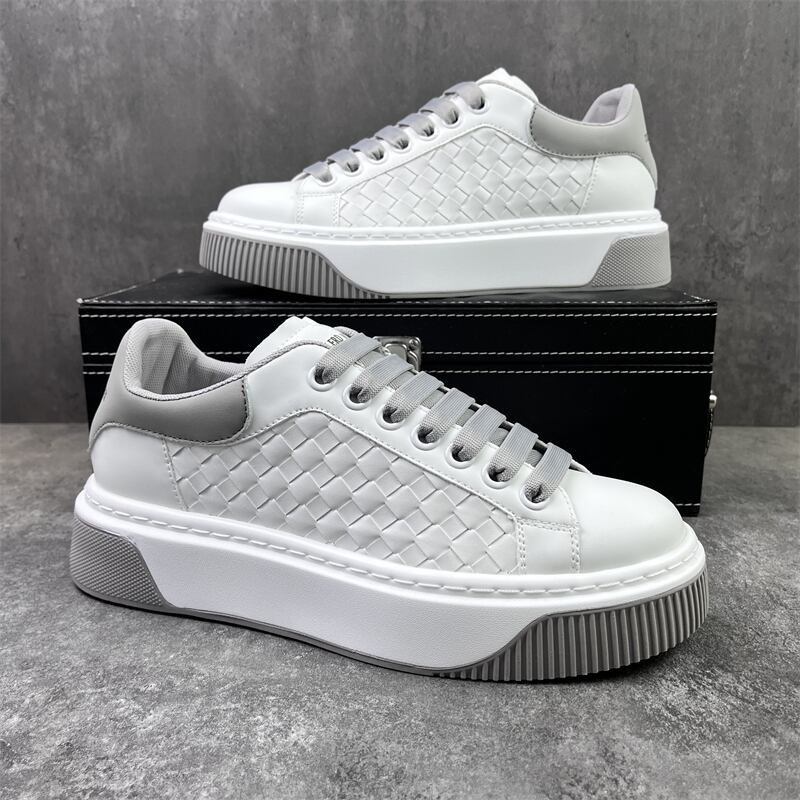 round toe leather thick-soled mesh sneakers mr0511