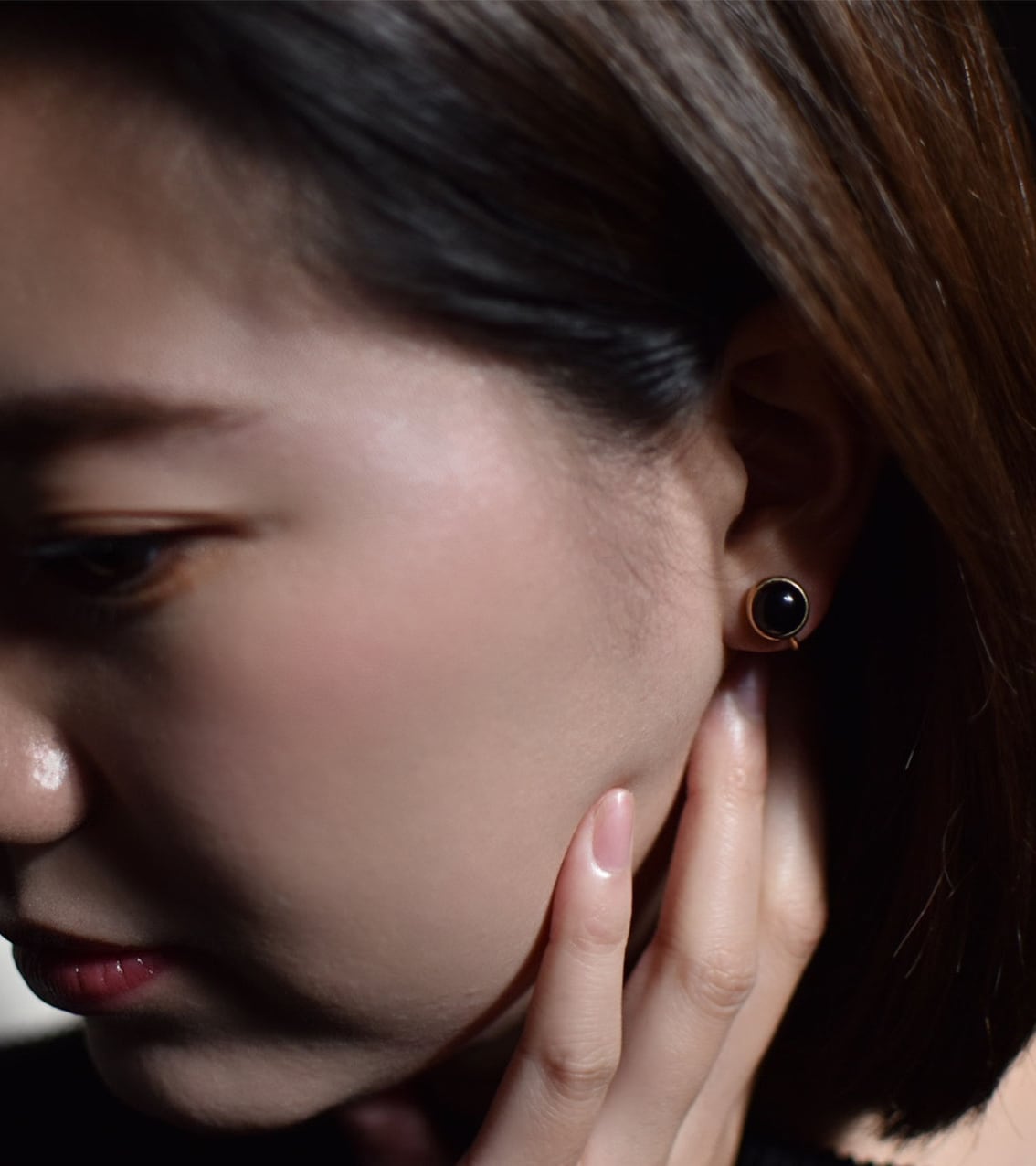 macaron オニキスイヤリング gold plating K18(SV925) | Kumiko Taya