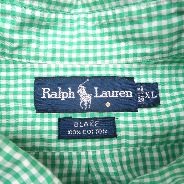 ラルフローレン　ワンポイント刺繍　チェック柄ボタンダウンシャツ　グリーン　ＸＬ Size.XL】Ralph Lauren ラルフローレン 刺繍ワンポイント グリーン