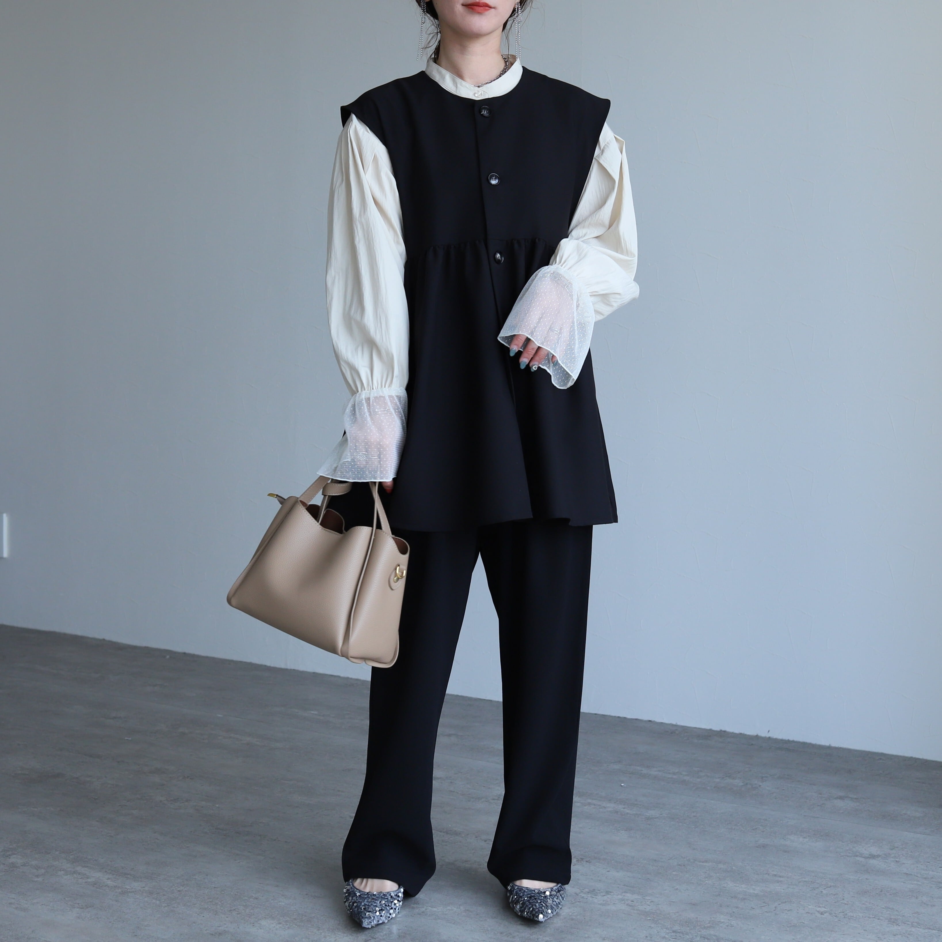 ペプラムギャザーベスト※こちらは単品です※【bel-hr-0616-z】メール便