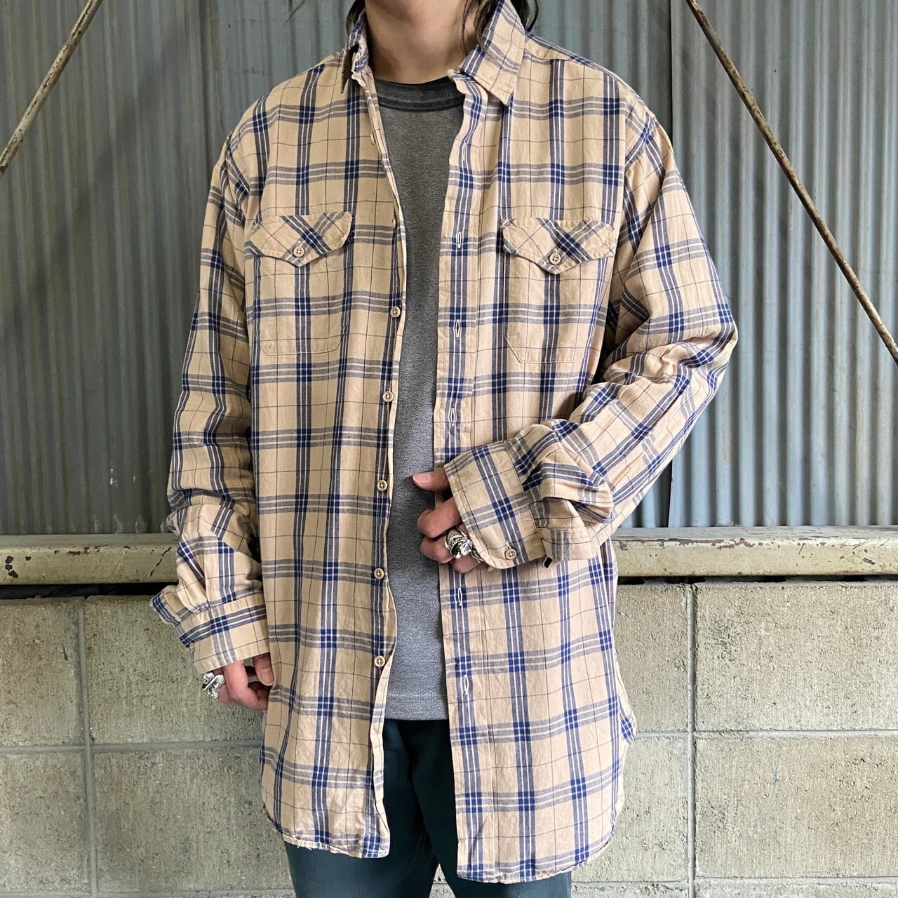 L.L.Bean VINTAGE USA製 コットンチェックネルシャツ 2XL