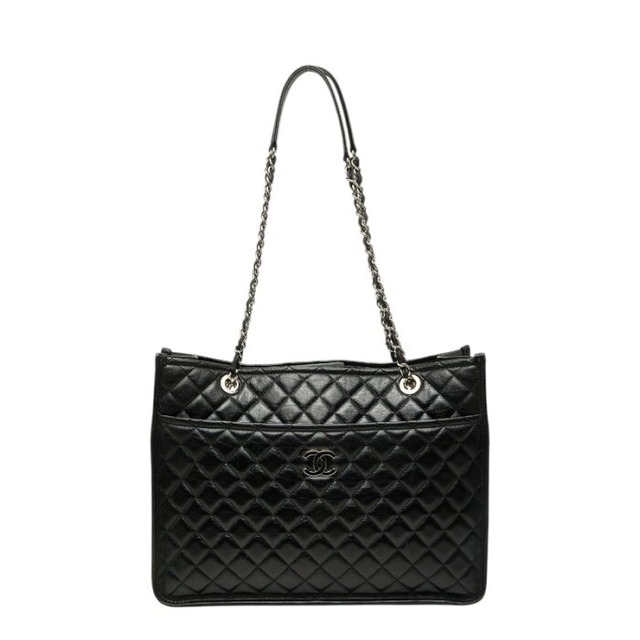 シャネル マトラッセ ココマーク チェーントートバッグ ショルダー ブラック シルバー金具 レザー レディース CHANEL 【中古】