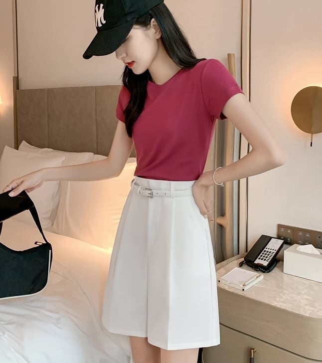 ボトムス パンツ ショートパンツ ワイドレッグ 膝丈 ひざ丈 膝上