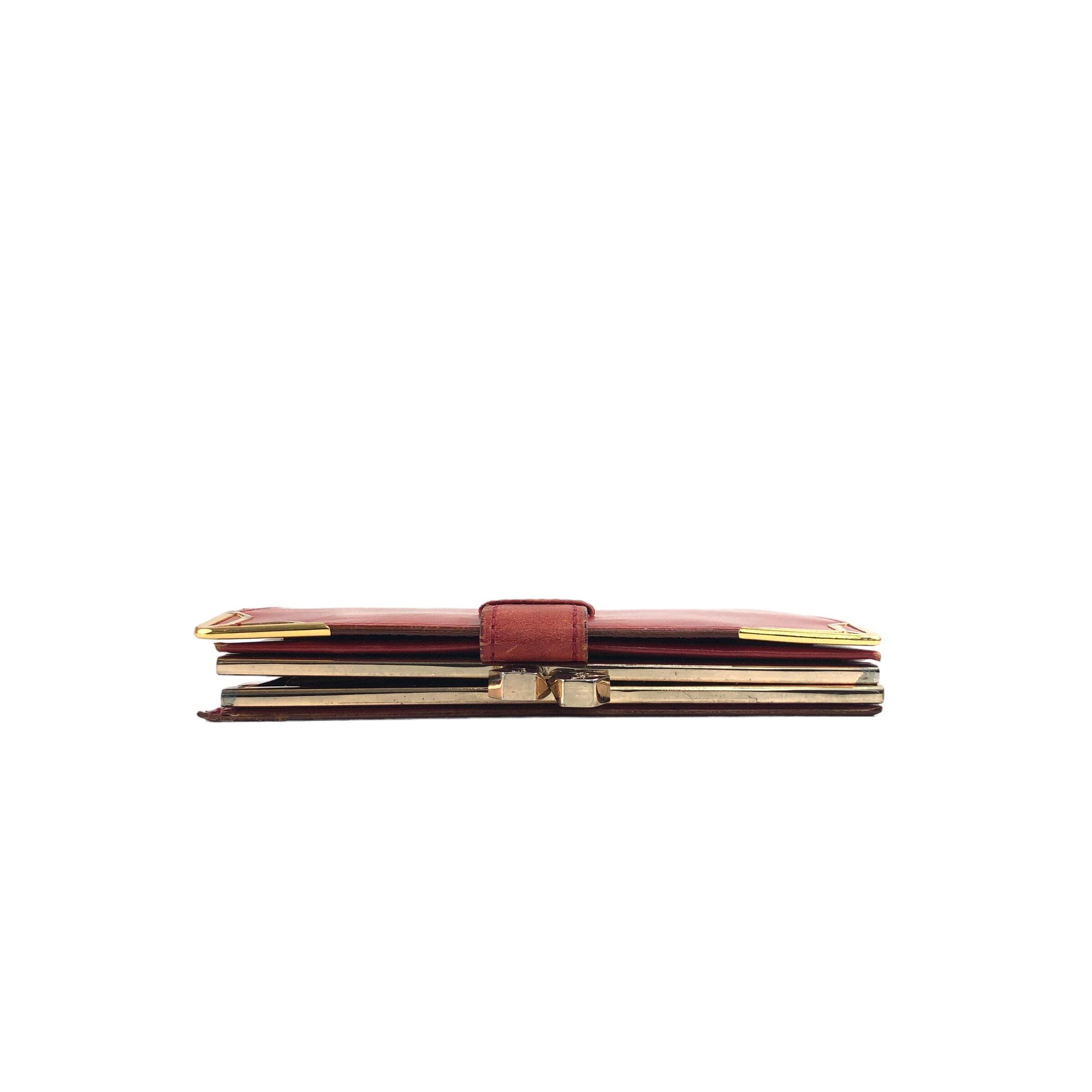 Yves Saint Laurent イヴ・サンローラン 財布 レッド YSL型押し レザー