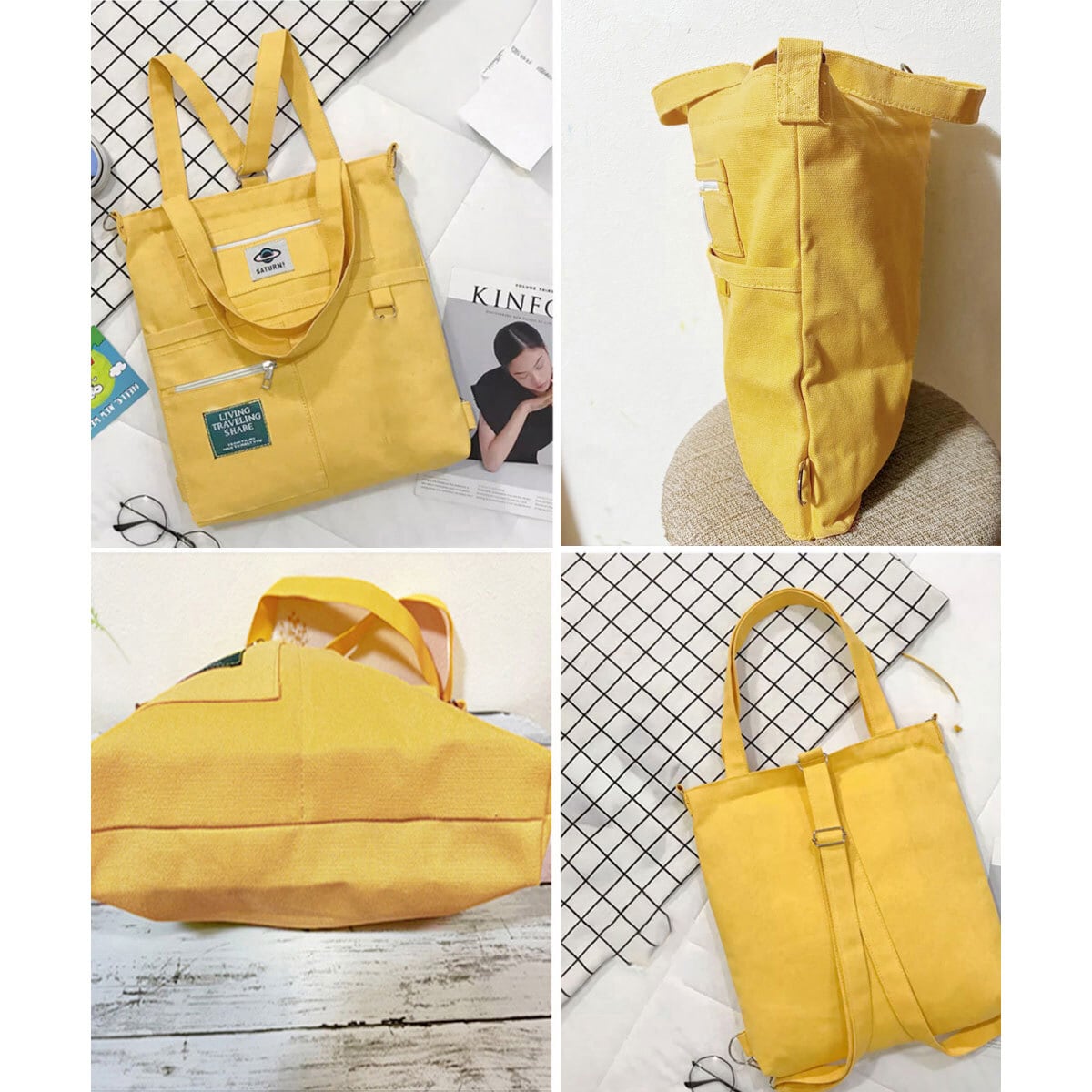 キャンバス トートバッグ リュック ショルダー 3way レディース 韓国 大容量 軽量 学生 大人 カジュアル 通勤 通学 シンプル キャンバスバッグ おしゃれ 大人可愛い 大人女子