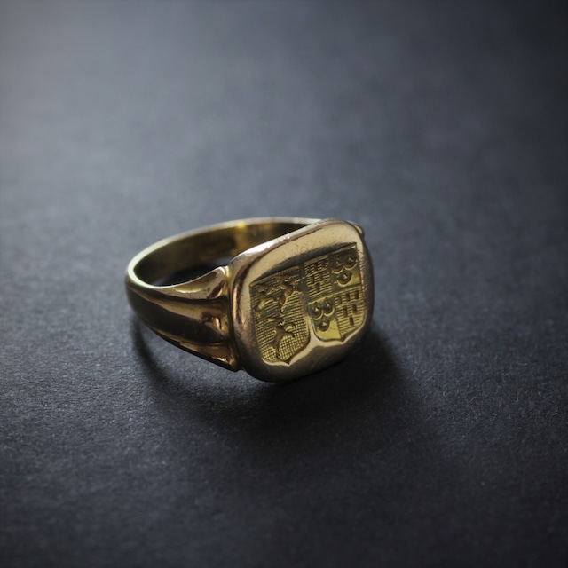 Gold Double Crest Intagrio Ring 　ゴールド　ダブルクレスト　インタリオ　リング