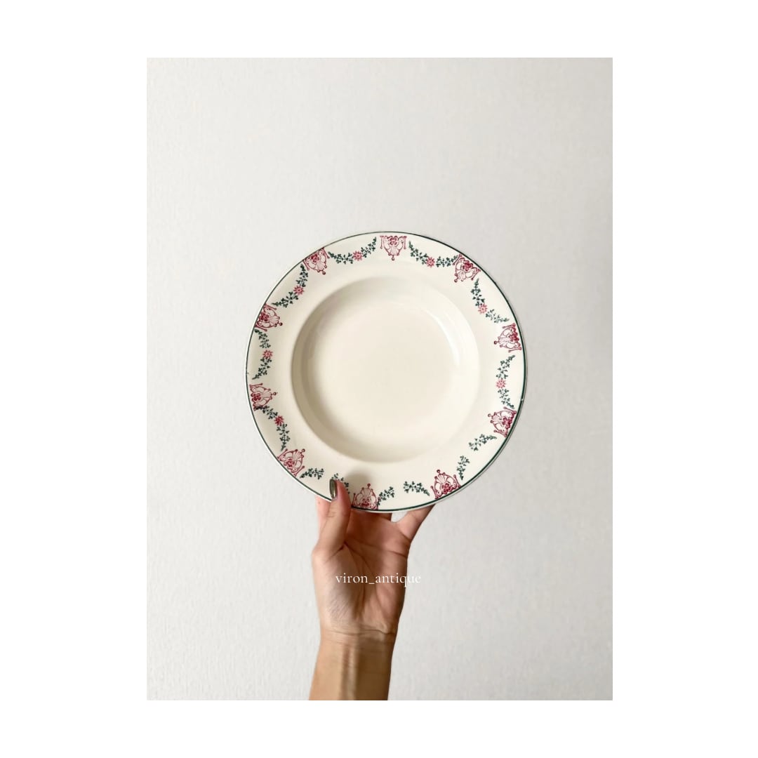 Longwy ロンウィー / ピンクガーランドの深皿プレート a