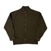 NEWYORKER ニューヨーカー レザー風ボタン ウールニット カーディガン ジャケット L /グリーン系