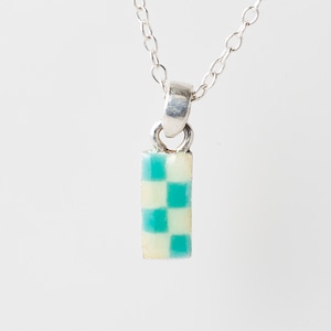 CHECK aqua & white - necklace -