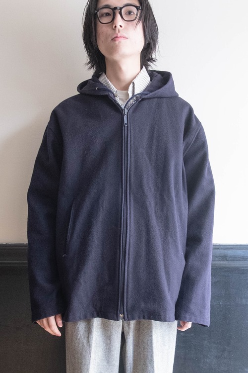 1970s フランス ウールフーデッドコート 37A