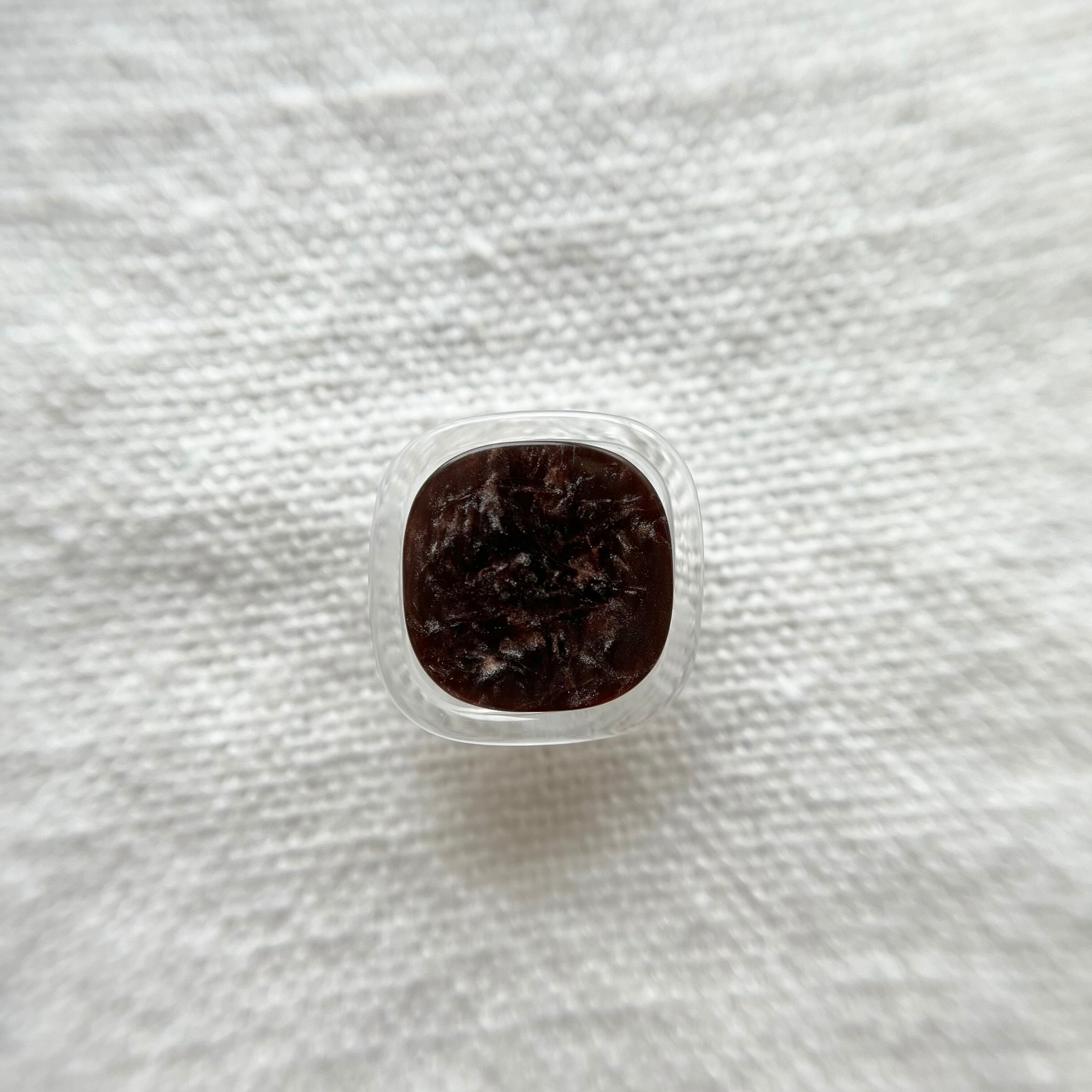 ●『2個セット』スクエア クリアウェーブフレーム×ブラウンマーブル 15㎜