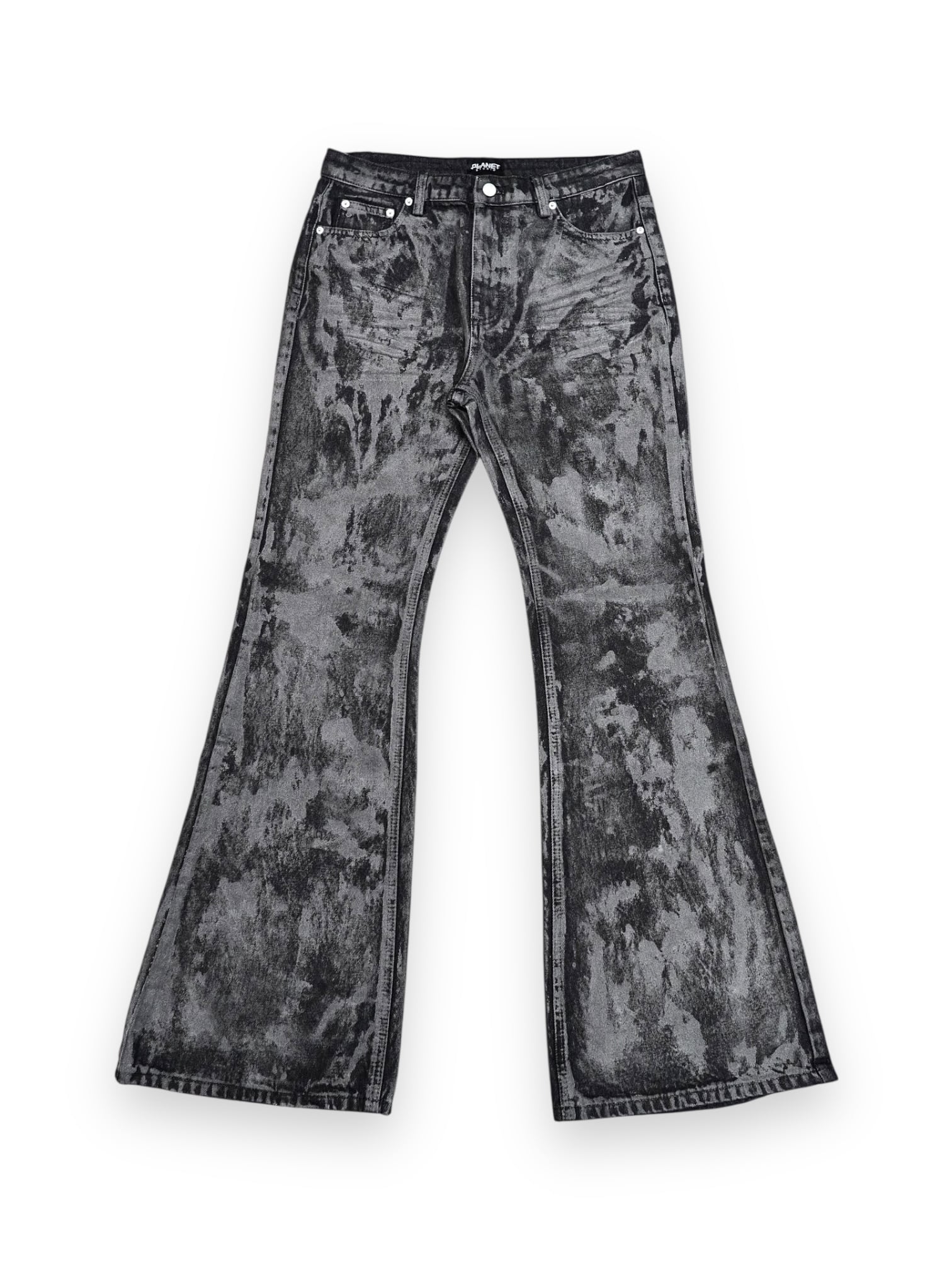 【PLANET STUDIO】Silver Coating Flare Denim Pants