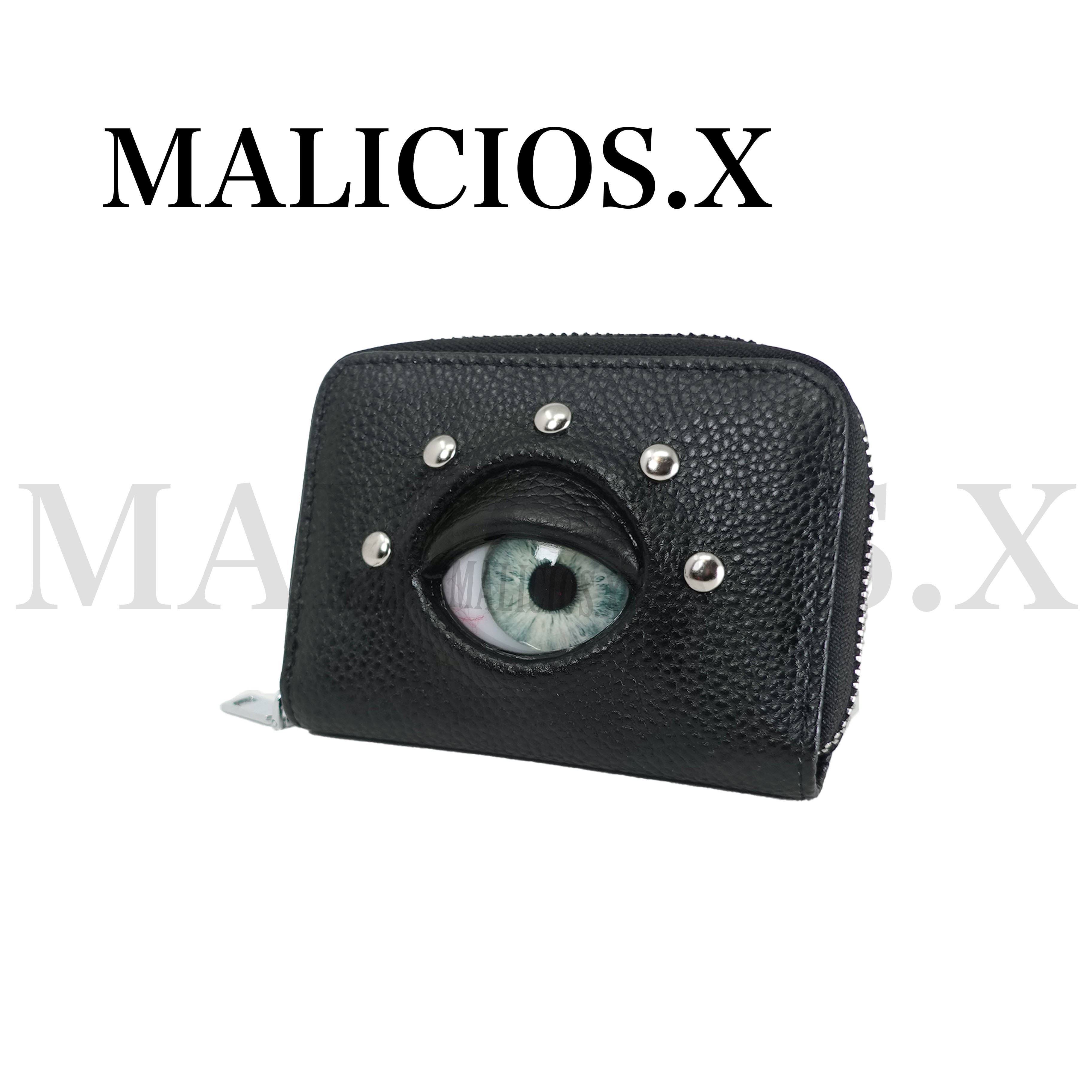 MALICIOUS.X 財布 Eye folding zip card & coin case(Black)/Ice Green | MALICIOUS.X
