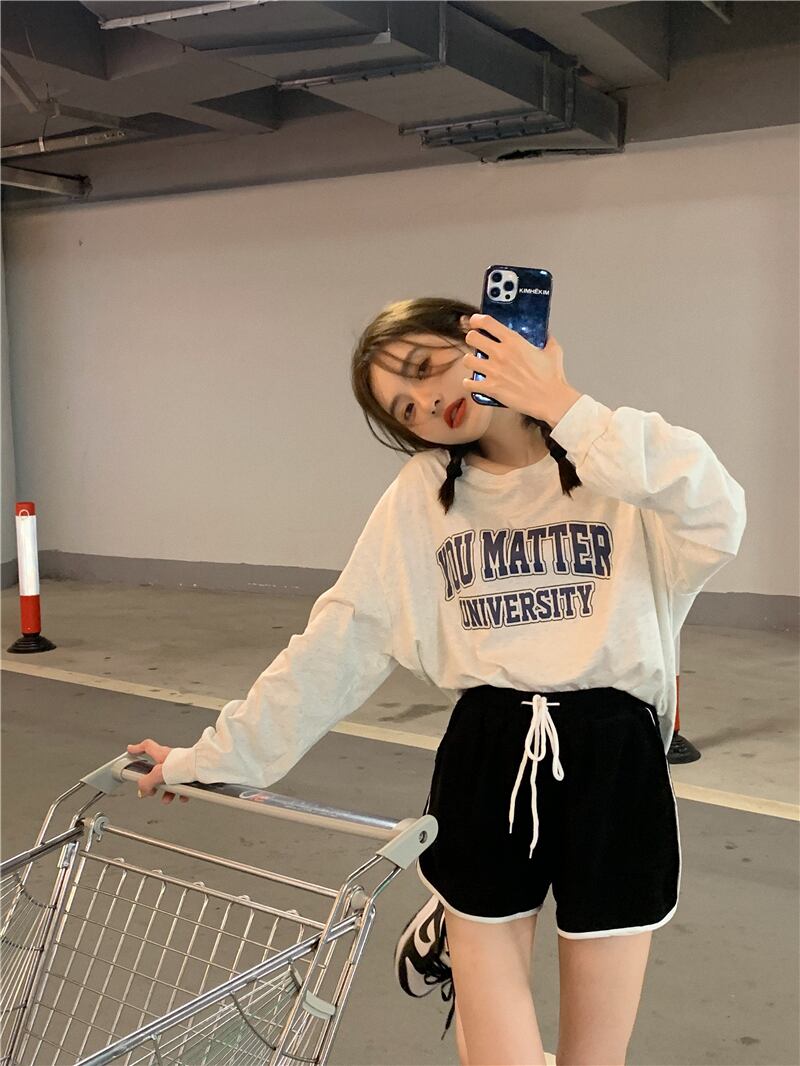 サマーカジュアルグレープリントTシャツ ショーツ ロング 夏物 ブルマー モンロー74859719765