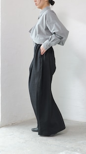 i’m here - “He is twitted” Pants :Black|ツイスト立体パターン/軽量ポリエステル/レザーパッチ