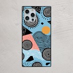 受注生産 iPhoneケース 水色とピンクの丸線タリスマン｜幾何学シンボル TALM078C