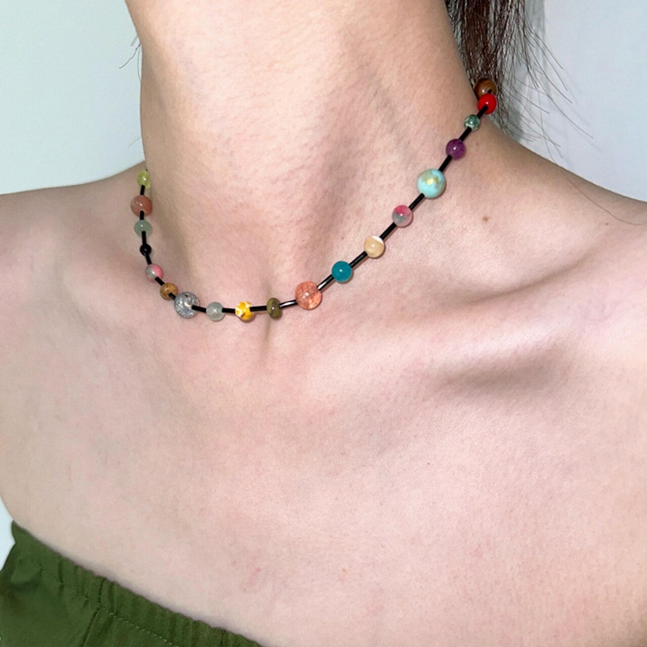 atmshopドーパミン彩色なビーズのネックレス