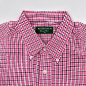 美品◆Munsingwear マンシングウェア シアサッカー ボタンダウン BD チェック柄 半袖シャツ サイズ MA/ピンク系/ゴルフ/日本製
