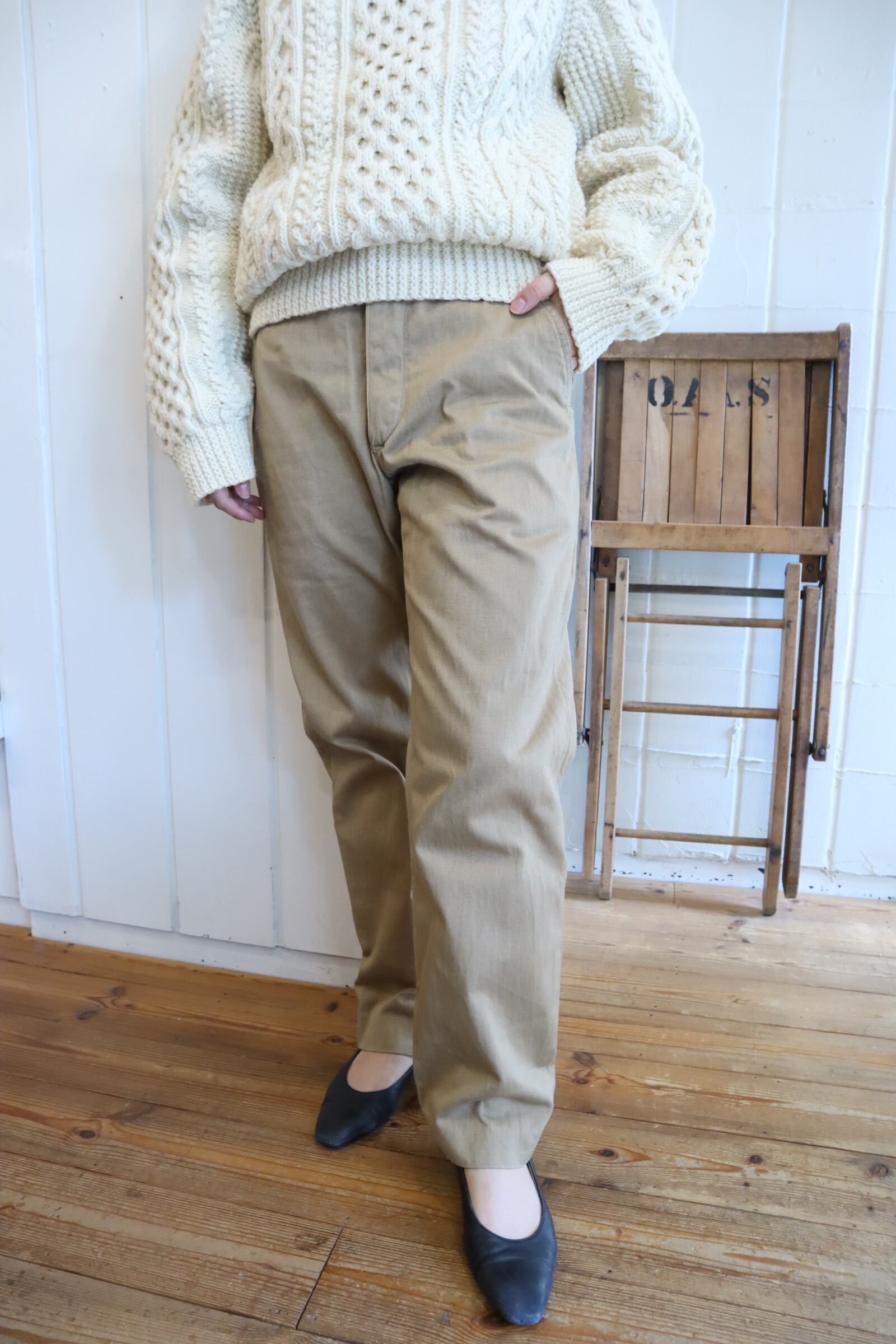 50s-60s navyblue lining flannel denim ranch pants [l-5252