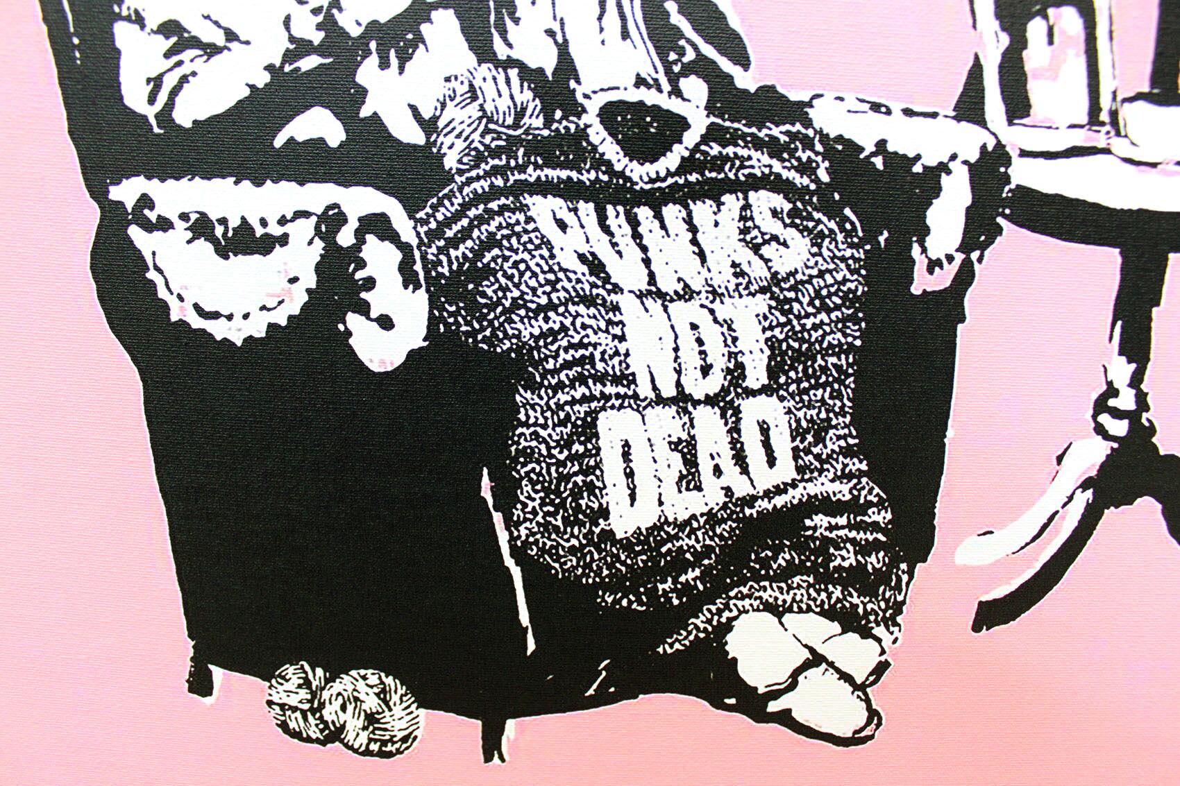 バンクシー「パンク アンド サグ グラニーズ/Punk and Thug Grannies」展示用フック付きキャンバスジークレ