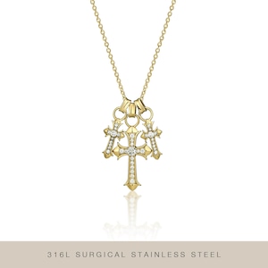 -LUXURY CROSS SERIES- 316L triple cross necklace