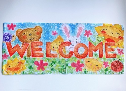 ＷＥＬＣＯＭ日常に絵のある生活を(o^―^o)フェイスタオル（ダブルフェイス） ギフト 歓迎 送別 プレゼント 母の日