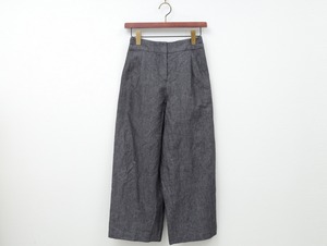 綿ヘンプバフクロスのワイドパンツ　c/#黒×白