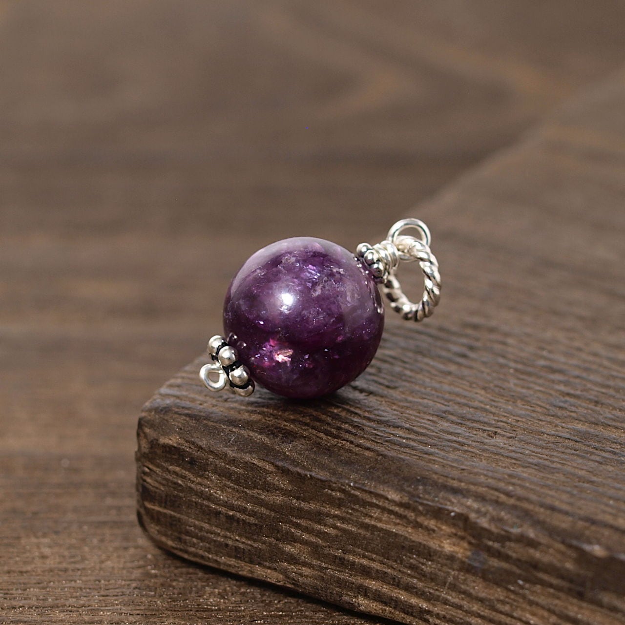 【限定】レピドライトSAグレード12ミリ玉silver925ペンダントトップ