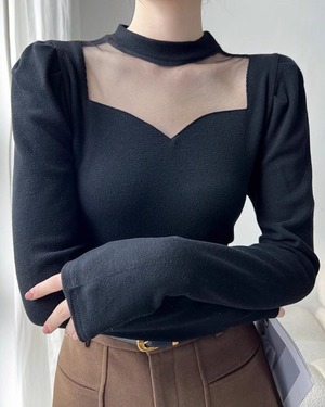 デコルテシアー ハーフハイネックカットソー 3color A0867