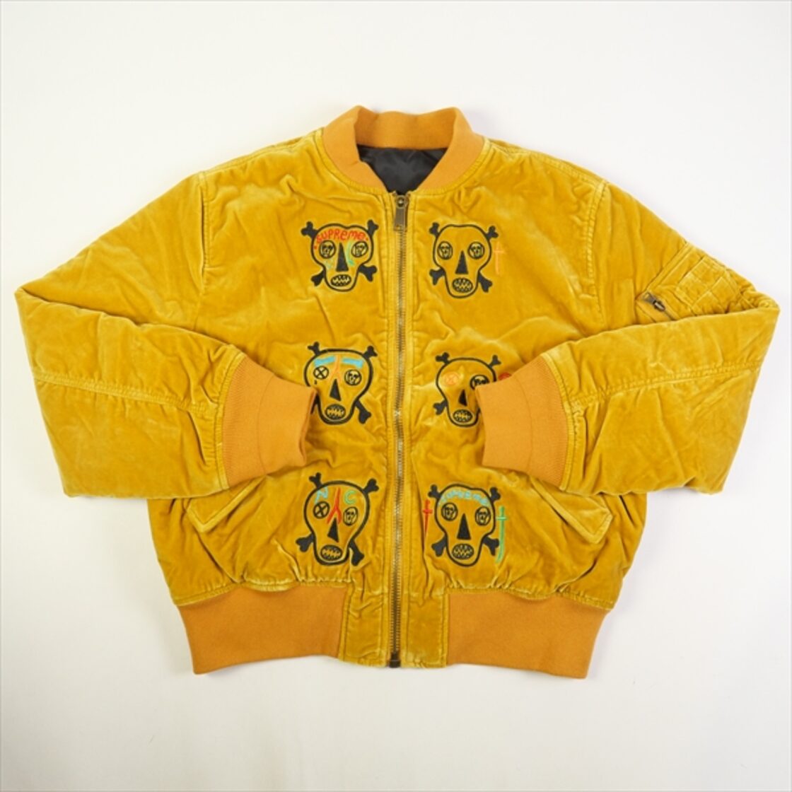 Size【S】 SUPREME シュプリーム 21SS Skulls Embroidered Velvet MA-1 
