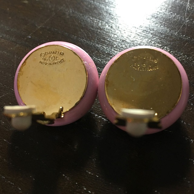 CHANELシャネル フェイクパール イヤリング ピンク 96C Vintage 