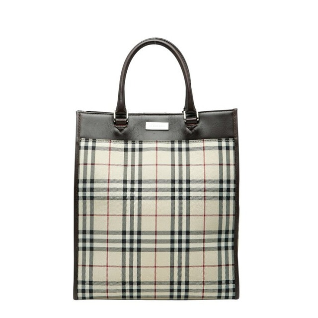 バーバリー ノバチェック トートバッグ ハンドバッグ ベージュ マルチカラー PVC レザー レディース BURBERRY 【中古】
