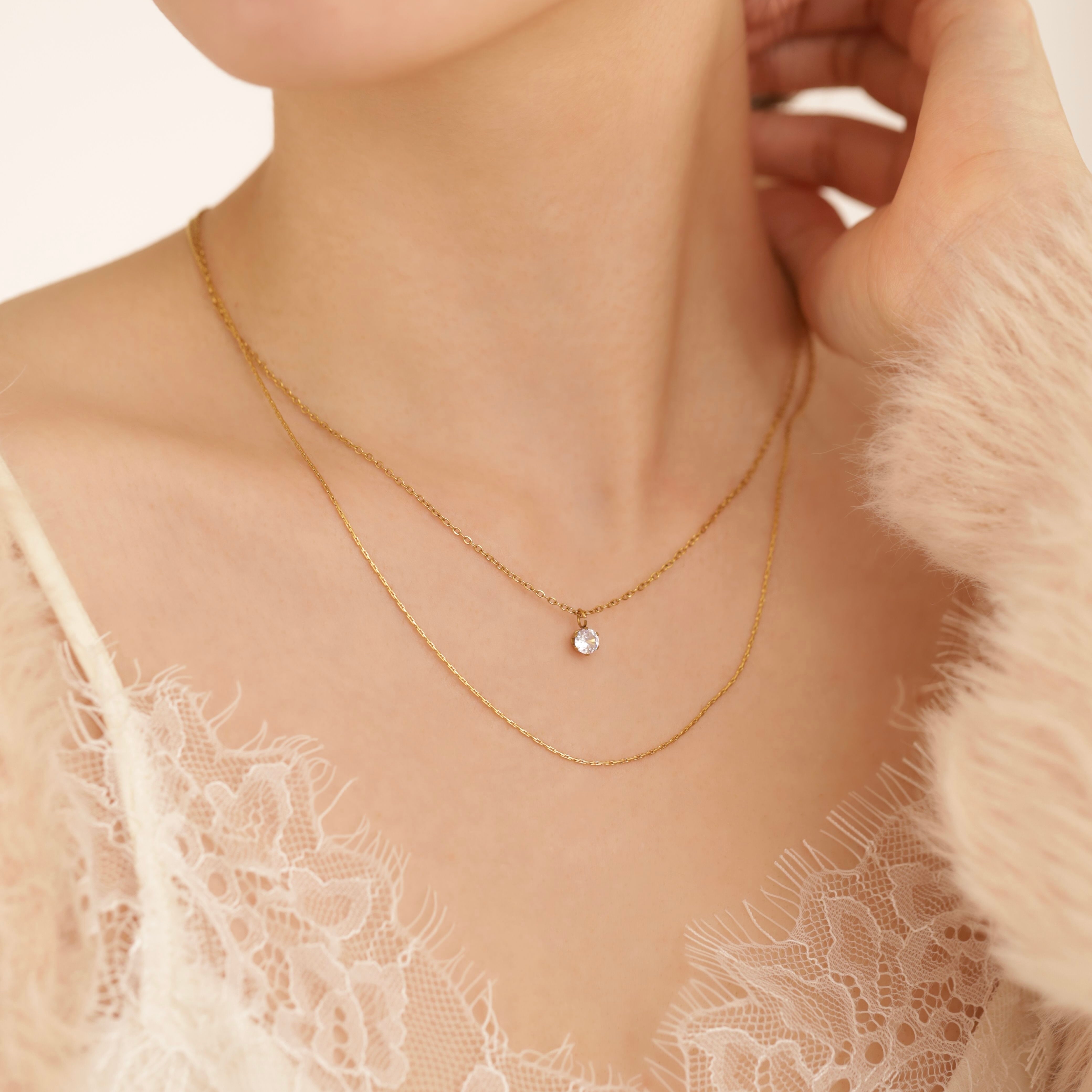 316L zirconia snake chain necklace #n25