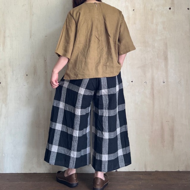 一枚で決まる。 綿麻ブロックチェックフレアパンツ／D*g*y D6356