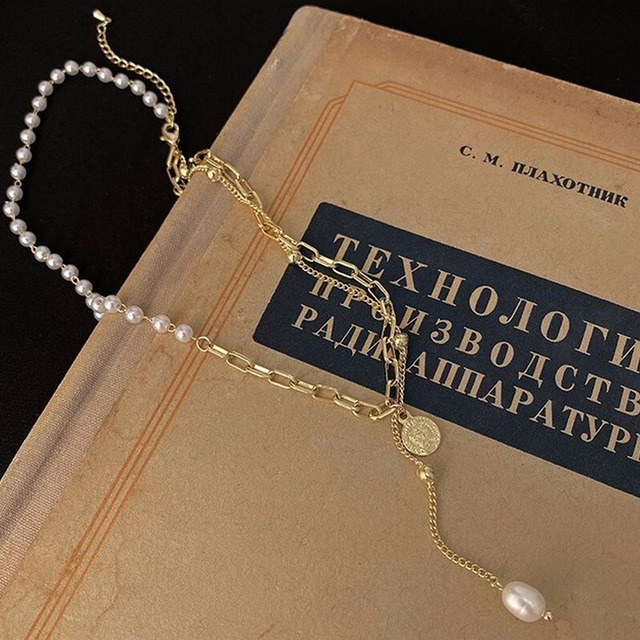 パールチェーンネックレス　100104