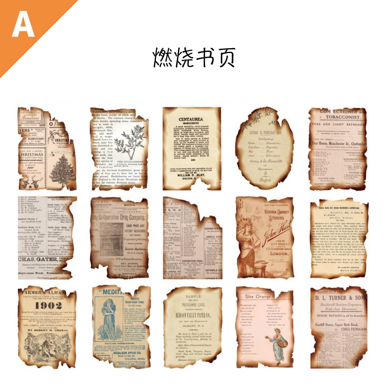 在庫限り】素材紙 紙もの 全6種 30枚 レトロ ヴィンテージ風