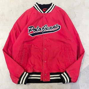 1990s POLO JEANS STADIUM JACKET RED