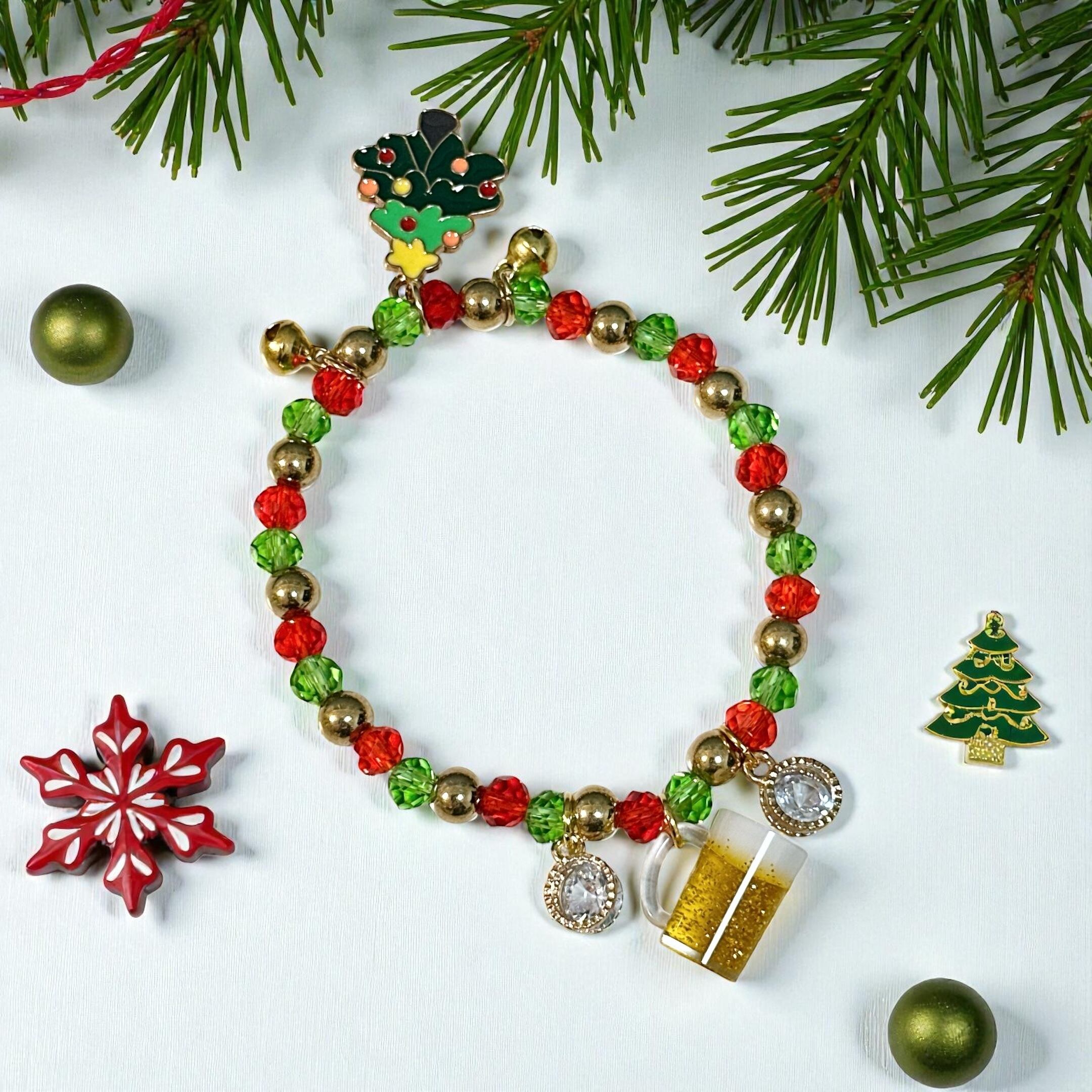 クリスマスツリービーズブレスレット オリジナルデザイン 限定】ビール×クリスマスツリーブレスレット① | We Wear Beer【ビール