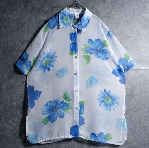 White Flower Motif Design See-Through sShirt