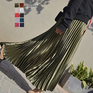 送料無料 未使用 フォ－マル メタリック 光沢 プリ－ツ 9号（M) スカ－ト [SKN9621]