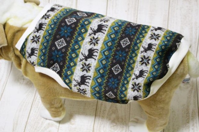 ＜ブルドッグの服＞とっても暖か★セーター風タンクトップ(ノルディック）グリーン