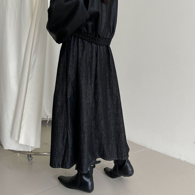 gathered long skirt J00133