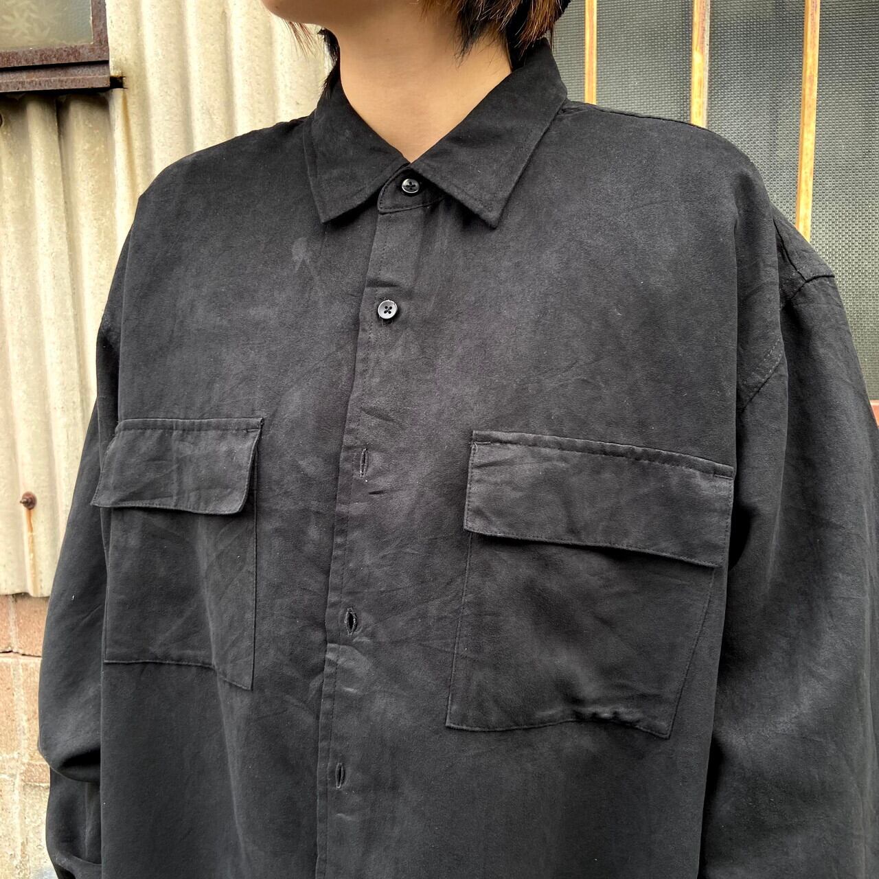 ビッグサイズ GEORGE 長袖 フェイクスエードシャツ メンズ2XL