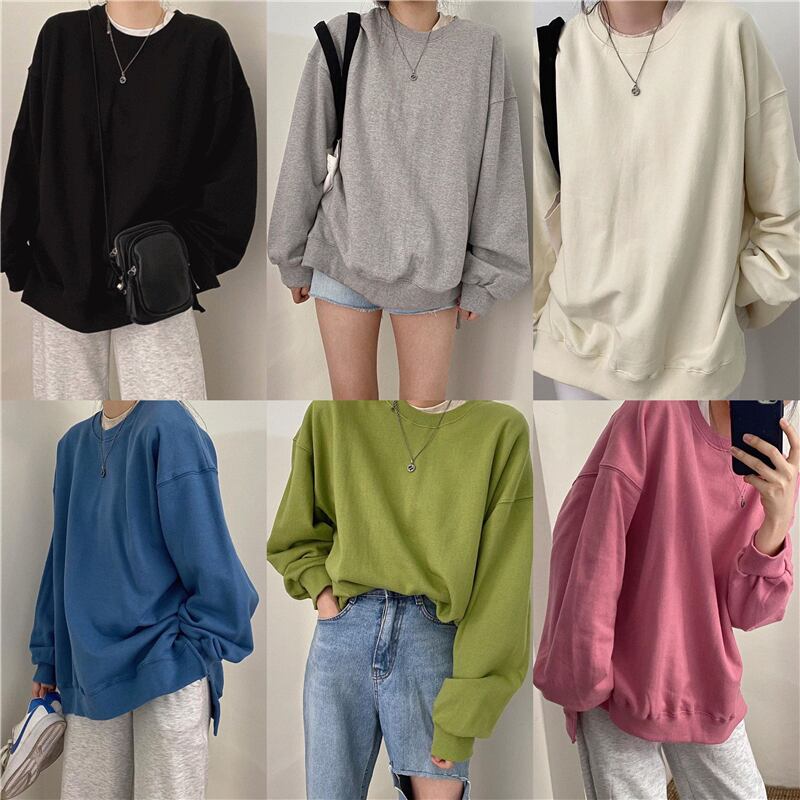 ゆったりスタッキングセーターレディース2020年初秋新学生カジュアルラウンドネック裾スリットミドル丈トップ クレセントシティ13406140991