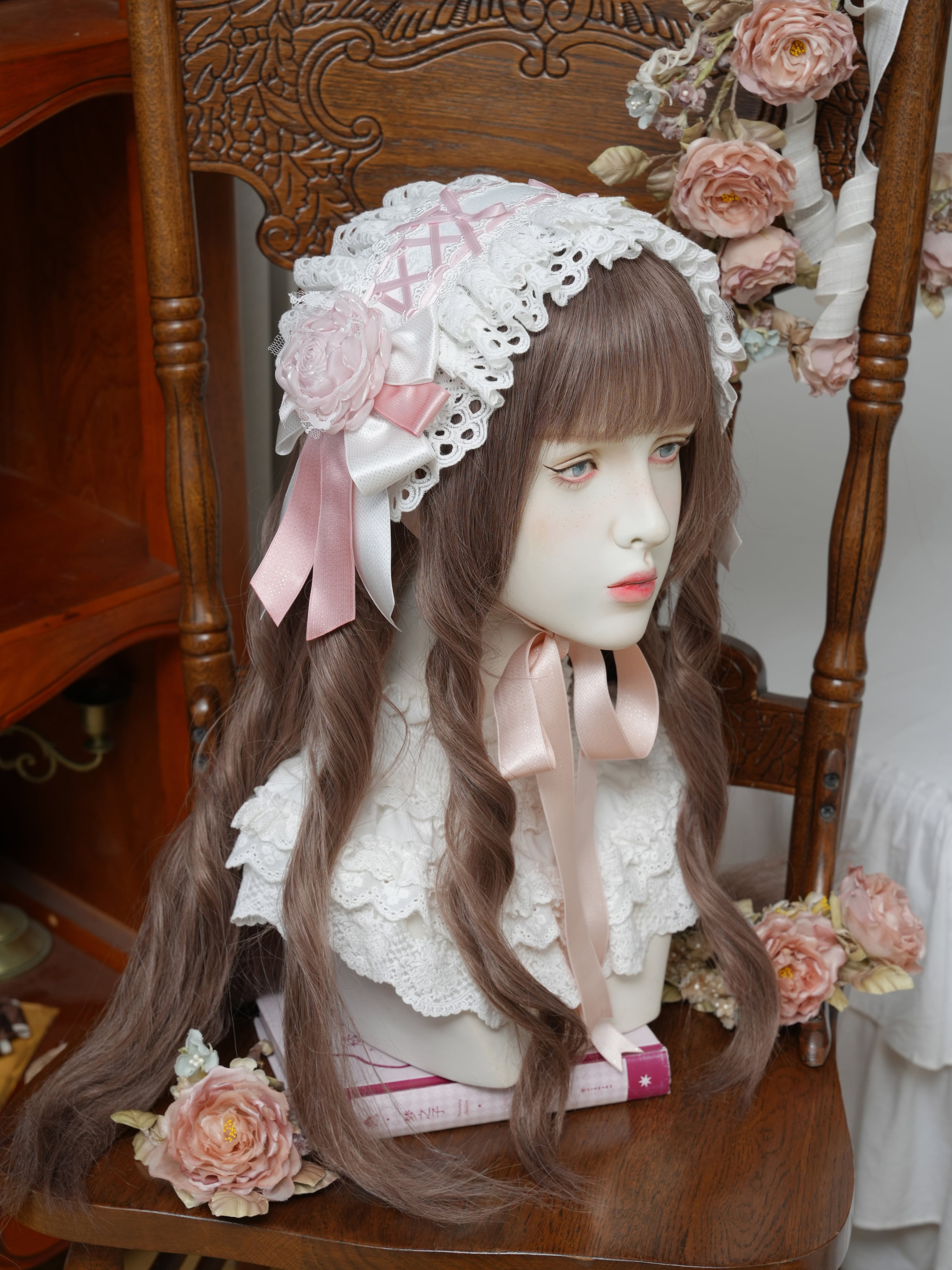 豪華なドール&ベア用ヘッドドレス ロザ・マチネ ヘッドドレス | HoshibakoWorks
